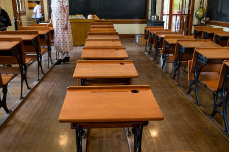 a nostalgic old time classroomのeditorial素材