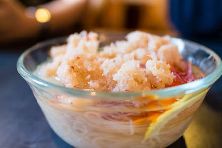 some sunomono with fresh crabの写真素材