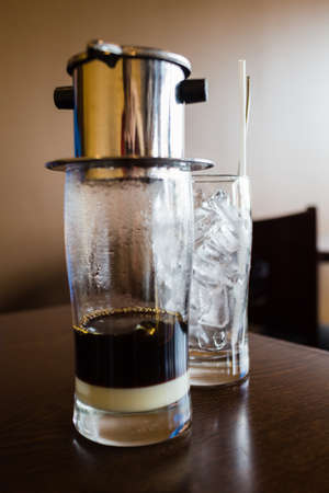 vietnamese coffee at nice restaurantの写真素材