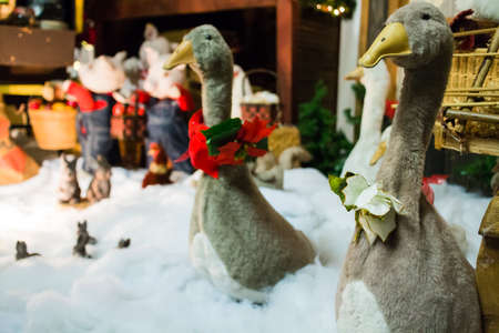some christmas geese in displayの写真素材