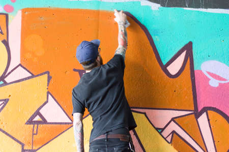 graffiti artist at workの写真素材