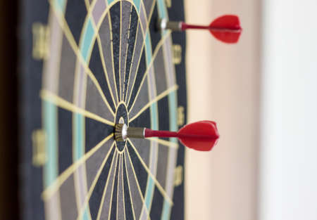 a small red dart on the bulls eye
