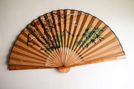 a decorative Asian brown paper fanの写真素材