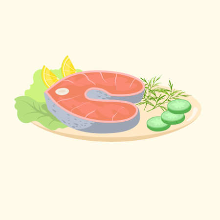 creative festive seafood dishes vector illustrationのイラスト素材