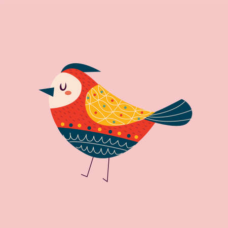 hand draw cute bird cartoon vector illustrationのイラスト素材