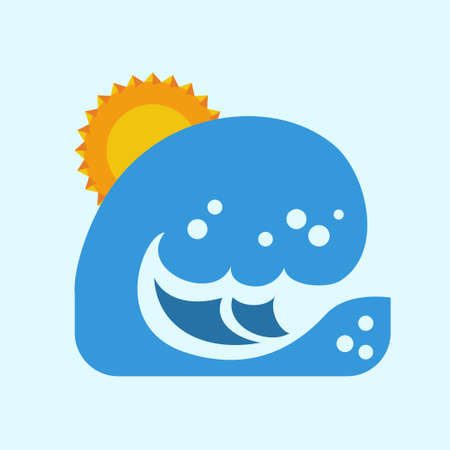 blue wave with sun vector ilustrationのイラスト素材
