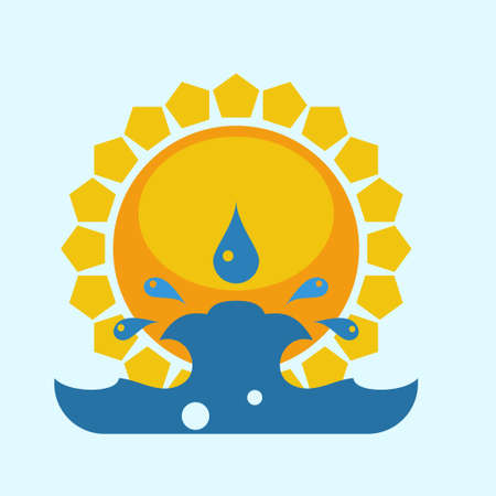 blue wave with sun vector ilustrationのイラスト素材