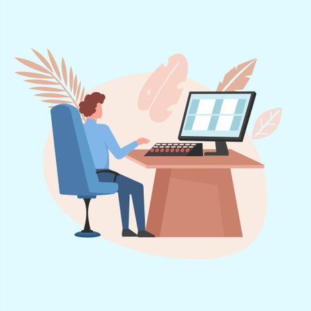 house security composition with human vector ilustrationのイラスト素材