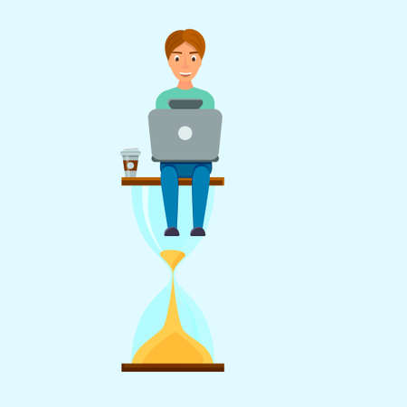 procrasnation character overwhelmed vector ilustrationのイラスト素材