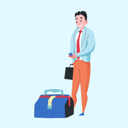 travel bag with tourist vector ilustrationのイラスト素材