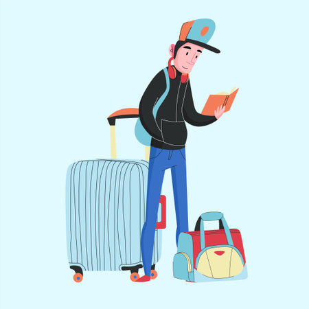 travel bag with tourist vector ilustrationのイラスト素材