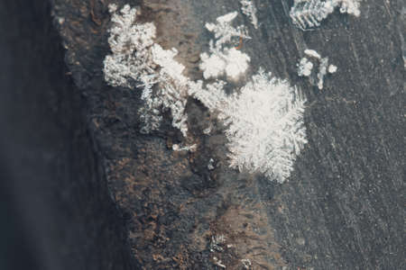 Macro photo of real snow crystal.