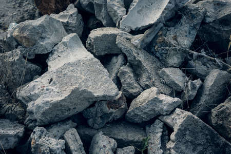 Pile of demolition rubble. Close up. industrial white stones.の写真素材