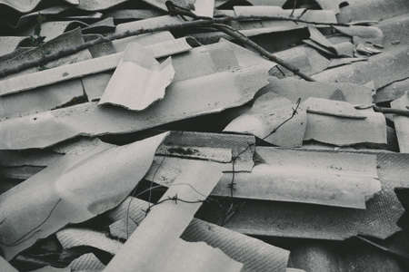 Gray slate broken into pieces of different shapes and sizesの写真素材
