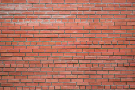 Old red brick wall background, wide angle view. construction conceptの写真素材