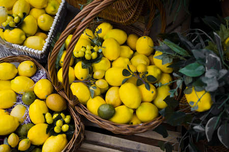 shot of a decoration with artificial lemonsの写真素材