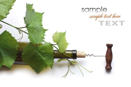 corkscrew and cork from a bottle of wineの写真素材