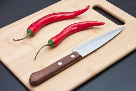 capsicum and cooking utensils for cutting table
