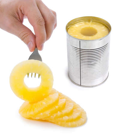 canned pineapple sliced of ringsの写真素材