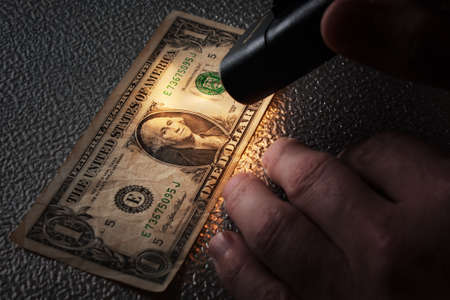 checking money in the bankの写真素材