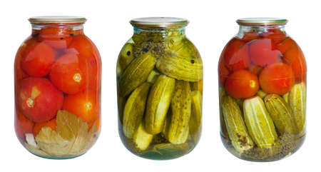 Preserved Vegetables isolated on a white backgroundの写真素材