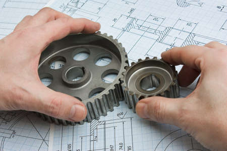 tools and mechanisms detail on the background of technical drawings