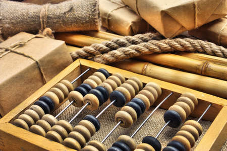 Still Life in a warehouse with  abacus in old-styleの写真素材