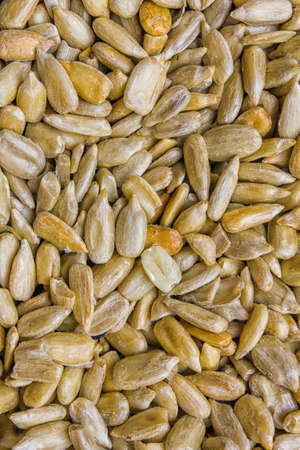 pattern of peeled sunflower seeds close-up shot