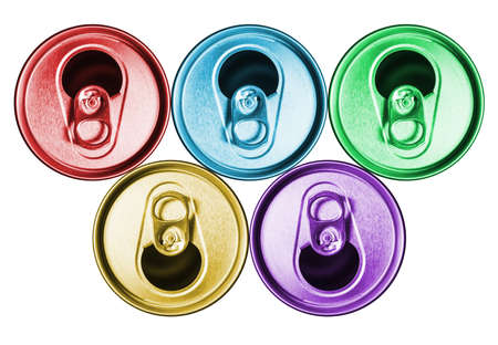 metal beer cans isolated on white background