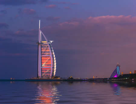 DUBAI, UAE - NOVEMBER 17: Burj Al Arab hotel on Nov 17, 2012 in Dubai. Burj Al Arab is a luxury 7 stars hotel built  in front of Jumeirah beach.のeditorial素材