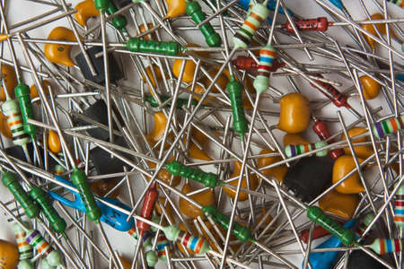 computer chip on the background of electronic componentsの写真素材