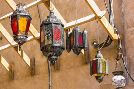 Arab street lanterns in the city of Dubai in the United Arab Emiratesの写真素材