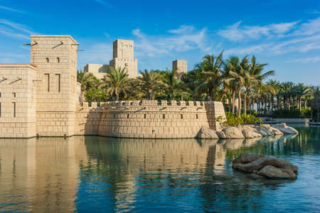 DUBAI, UAE - NOVEMBER 15: View of the  Souk Madinat Jumeirah.Madinat Jumeirah encompasses two hotels and clusters of 29 traditional Arabic houses. Nov 15, 2012 in Dubaiのeditorial素材