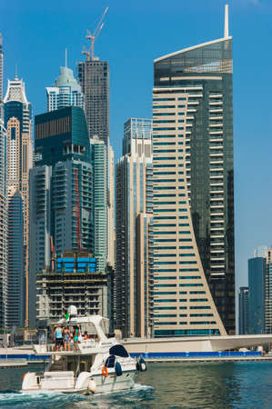 DUBAI, UAE - NOVEMBER 16: Yacht Club in Dubai Marina. UAE. November 16, 2012. Dubai was the fastest developing city in the world between 2002 and 2008.のeditorial素材