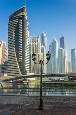 DUBAI, UAE - NOVEMBER 13: High rise buildings and streets nov 13. 2012  in Dubai, UAE. Dubai was the fastest developing city in the world between 2002 and 2008.のeditorial素材