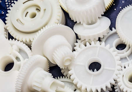 The plastic gear. Photo fragment of machine.の写真素材