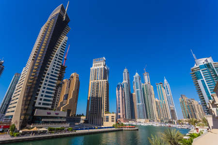 DUBAI, UAE - NOVEMBER 11: High rise buildings and streets nov 11. 2013  in Dubai, UAE. Dubai was the fastest developing city in the world between 2002 and 2008.のeditorial素材