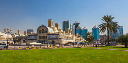 SHARJAH, UAE - OCTOBER 28: Sharjah - third largest and most populous city in United Arab Emirates, on October 28, 2013.  It is the most industrialized emirate in UAE.のeditorial素材