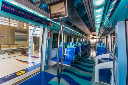 DUBAI, UAE - NOVEMBER 2: Dubai Metro as world's longest fully automated metro network (75 km) on November 2, 2013, Dubai, UAE.のeditorial素材