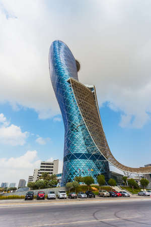 ABU DHABI, UAE - NOVEMBER 5: The Capital Gate Tower on the November 5, 2013 in Abu Dhabi, This is...