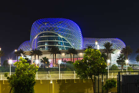 ABU DHABI, UAE - NOVEMBER 5: Ferrari World Park is the largest indoor amusement park in the world. The roof has a total surface area of 200,000 m2. Abu Dhabi on November 5, 2013.のeditorial素材