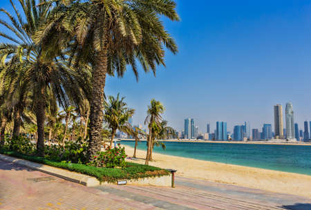 SHARJAH, UAE - OCTOBER 31: Sharjah - third largest and most populous city in United Arab Emirates, on October 31, 2013.  It is the most industrialized emirate in UAE.のeditorial素材