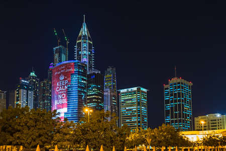 DUBAI, UAE - NOVEMBER 11: High rise buildings and streets nov 11. 2013  in Dubai, UAE. Dubai was the fastest developing city in the world between 2002 and 2008.のeditorial素材