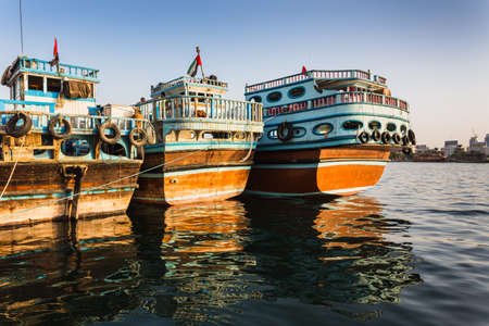 DUBAI, UAE - NOVEMBER 8: Boats on the Bay Creek in Dubai, UAE nov 8 2013