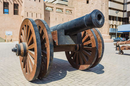 old cast-iron cannon near the old fortress in Sharjahの写真素材