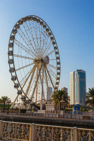 SHARJAH, UAE - OCTOBER 28: Sharjah - third largest and most populous city in United Arab Emirates, on October 28, 2013.  It is the most industrialized emirate in UAE.のeditorial素材