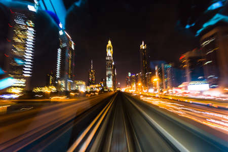 DUBAI, UAE - NOVEMBER 14: Dubai Metro as world's longest fully automated metro network (75 km) on November 14, 2013, Dubai, UAE.のeditorial素材
