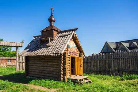 The wooden house in a countryside in Russiaのeditorial素材