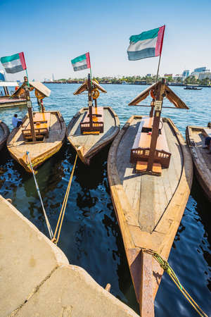 DUBAI, UAE - NOVEMBER 8: Boats on the Bay Creek in Dubai, UAE nov 8 2013のeditorial素材