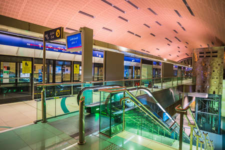 DUBAI, UAE - NOVEMBER 2: Dubai Metro as world's longest fully automated metro network (75 km) on November 2, 2013, Dubai, UAE.のeditorial素材